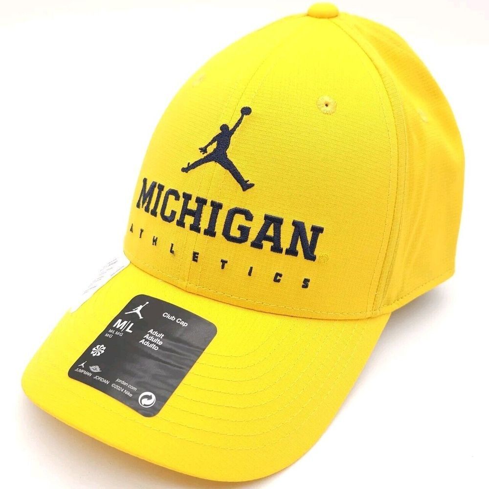 Michigan Wolverines Jordan 2024/25 On-Field Club Strapback M/L Hat Yellow Cap‎